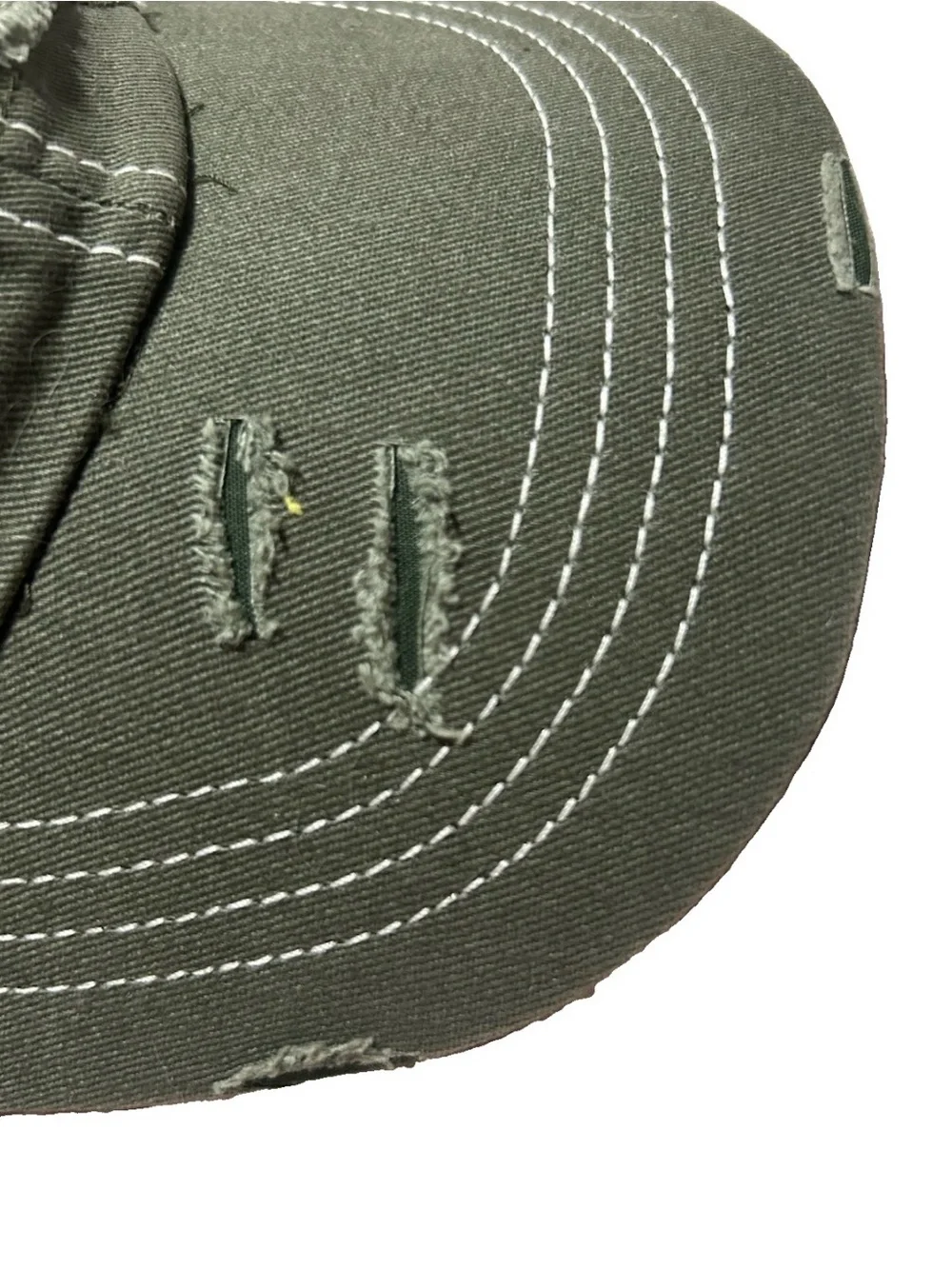 Cato Olive Green Distressed Raw Edge Star Baseball Cap Adjustable One Size